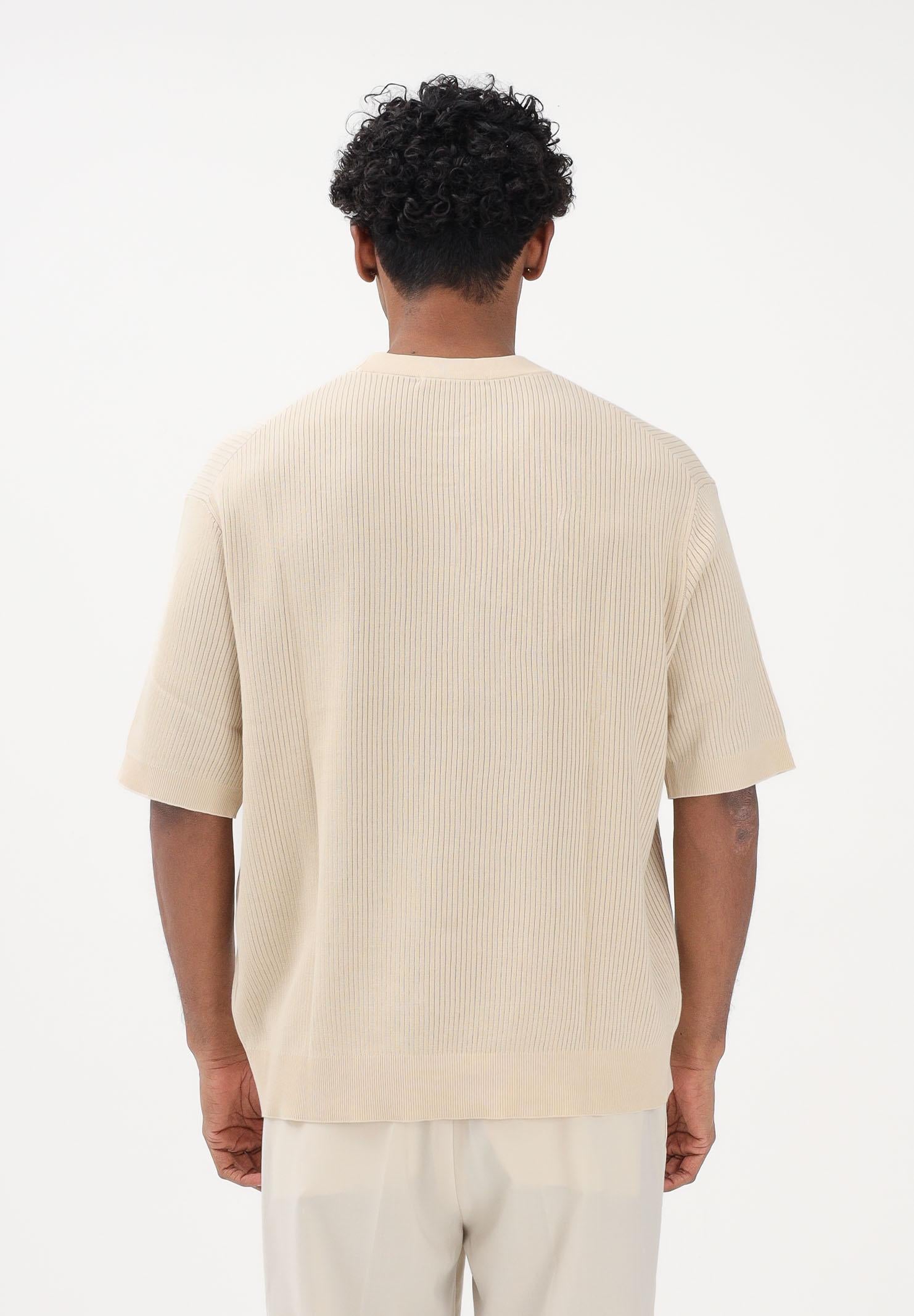 SELECTED HOMME Maglia a manica corta panna da uomo con lavorazione a costine 16100066 AN SELECTED HOMME