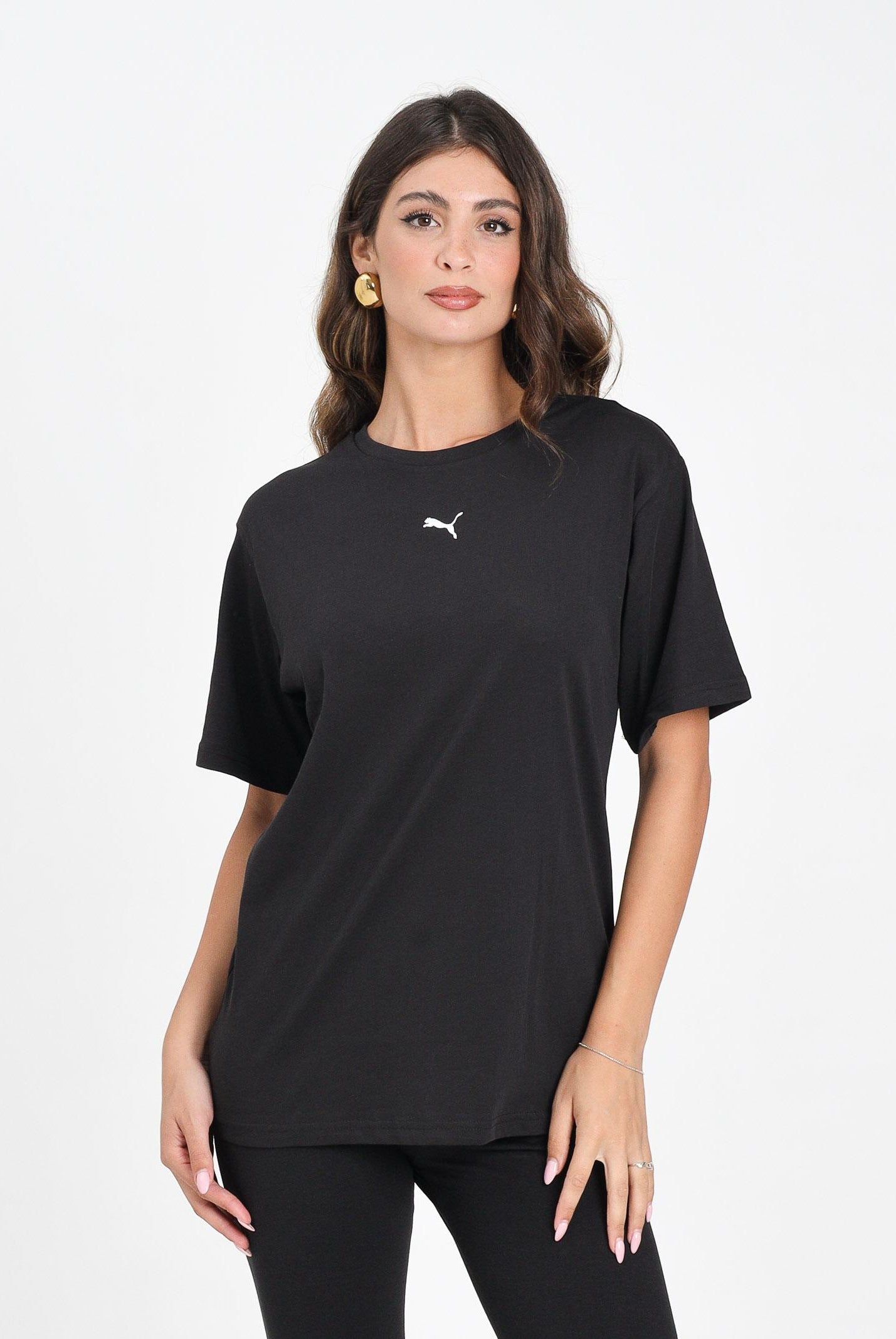 PUMA T-shirt a manica corta ESS Relaxed nera da donna 684971 01 PUMA