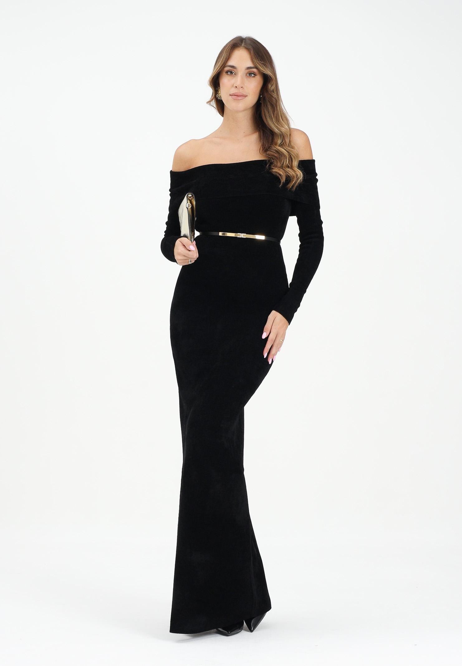 ELISABETTA FRANCHI Abito lungo nero da donna in velluto AM34S57E2 110 ELISABETTA FRANCHI