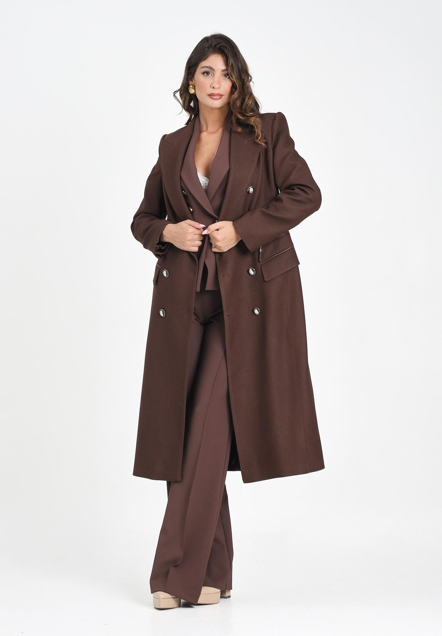 ELISABETTA FRANCHI Cappotto lungo marrone da donna CP01056E2 EA3 ELISABETTA FRANCHI