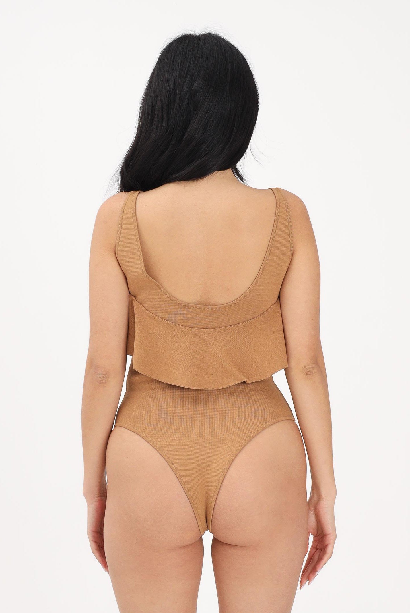 ELISABETTA FRANCHI Body cammello da donna con volant BK86B62E2 AI6 ELISABETTA FRANCHI