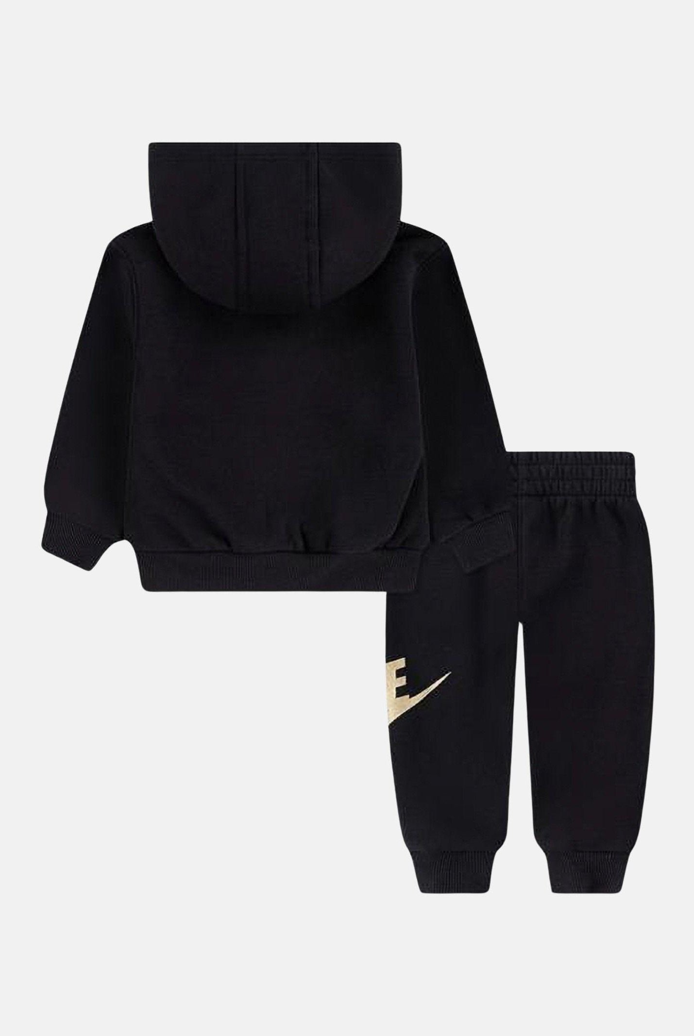 NIKE Tuta nera da neonato con stampa logo oro 66L135 G0G NIKE