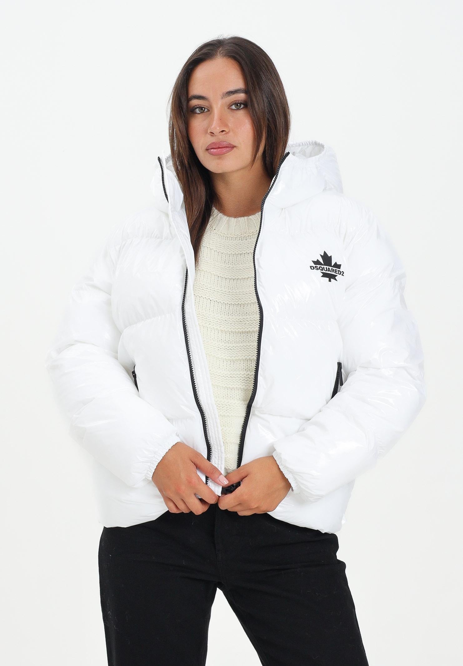 DSQUARED2 Piumino bianco per donna, ragazzi e bambini con logo Maple Leaf DQ3042D0ADY DQ100 DSQUARED2