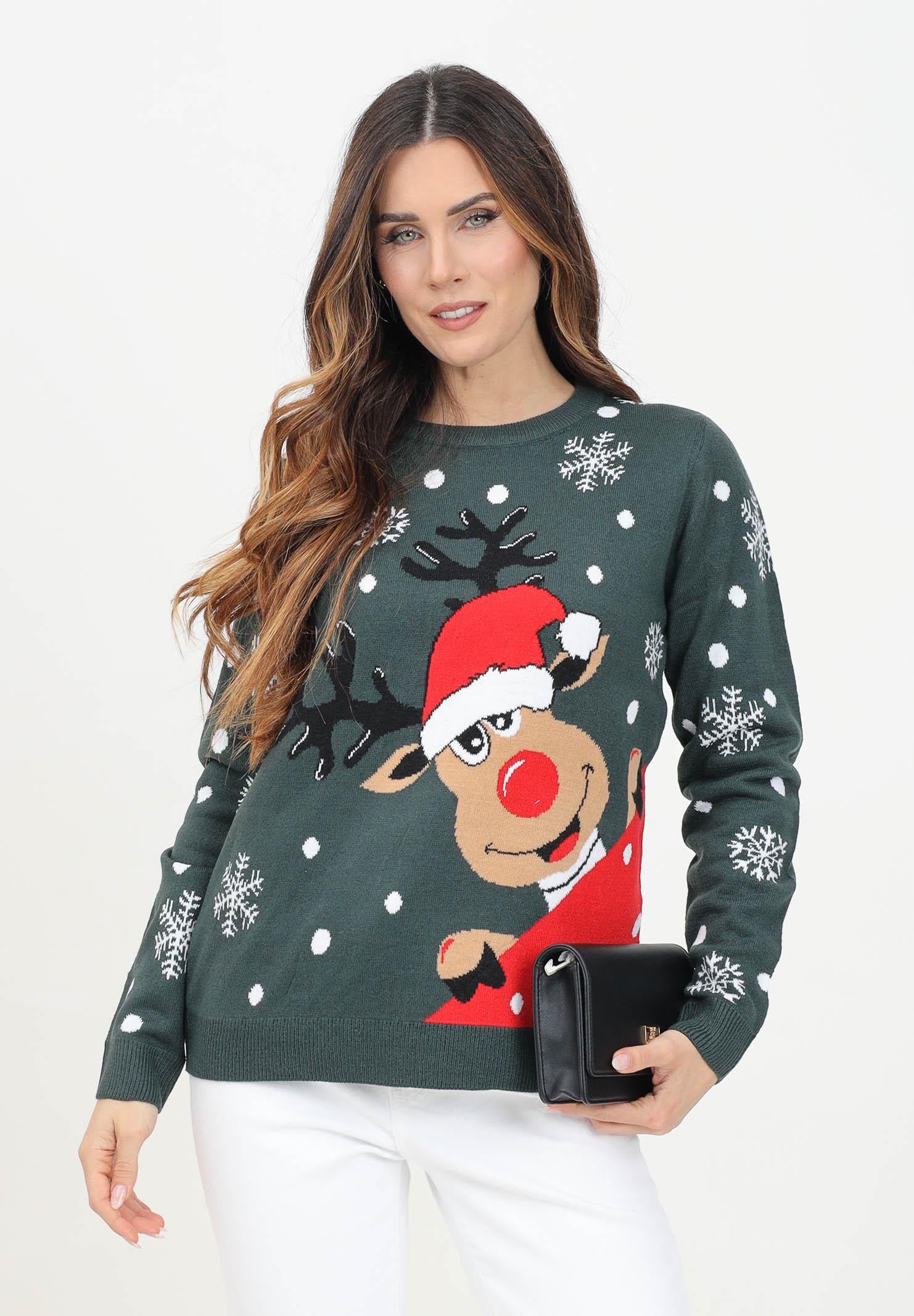 JDY Maglioncino girocollo verde da donna con renna 15238375 Green Gables JDY