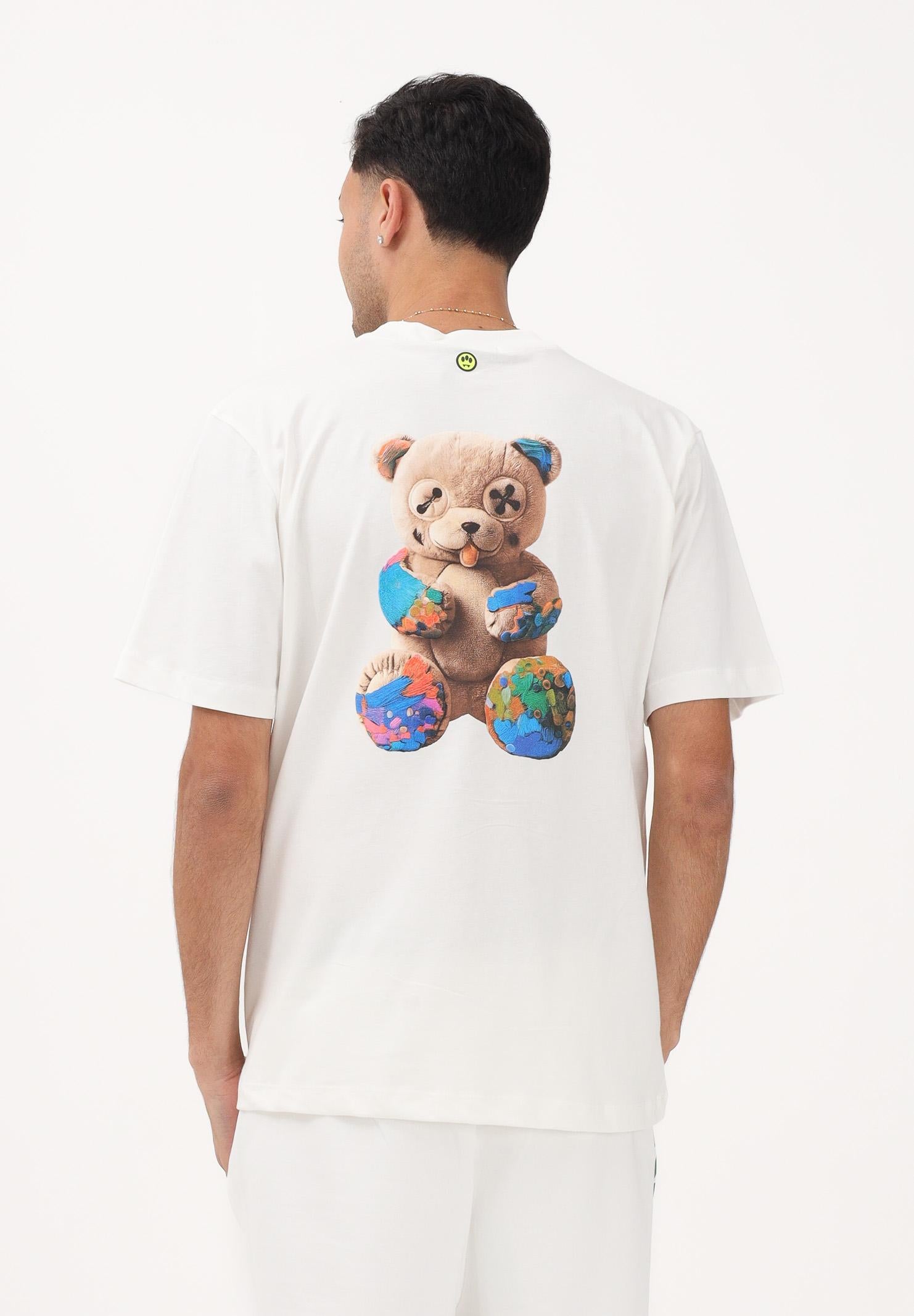 BARROW T-shirt a manica corta bianca per uomo e donna con maxi stampa teddy S6BWUATH076 412 BARROW