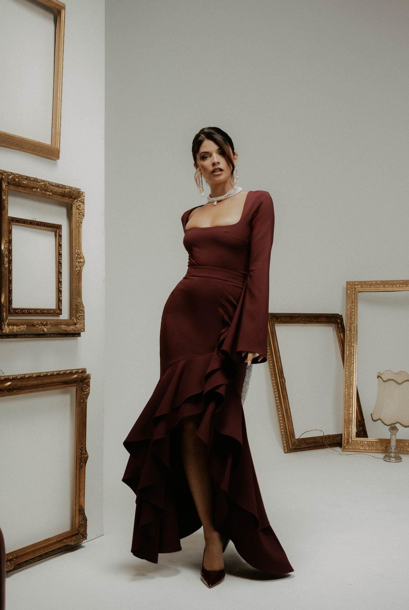 SANTAS Gonna lunga ÉLAN bordeaux da donna PV2606 PR SANTAS