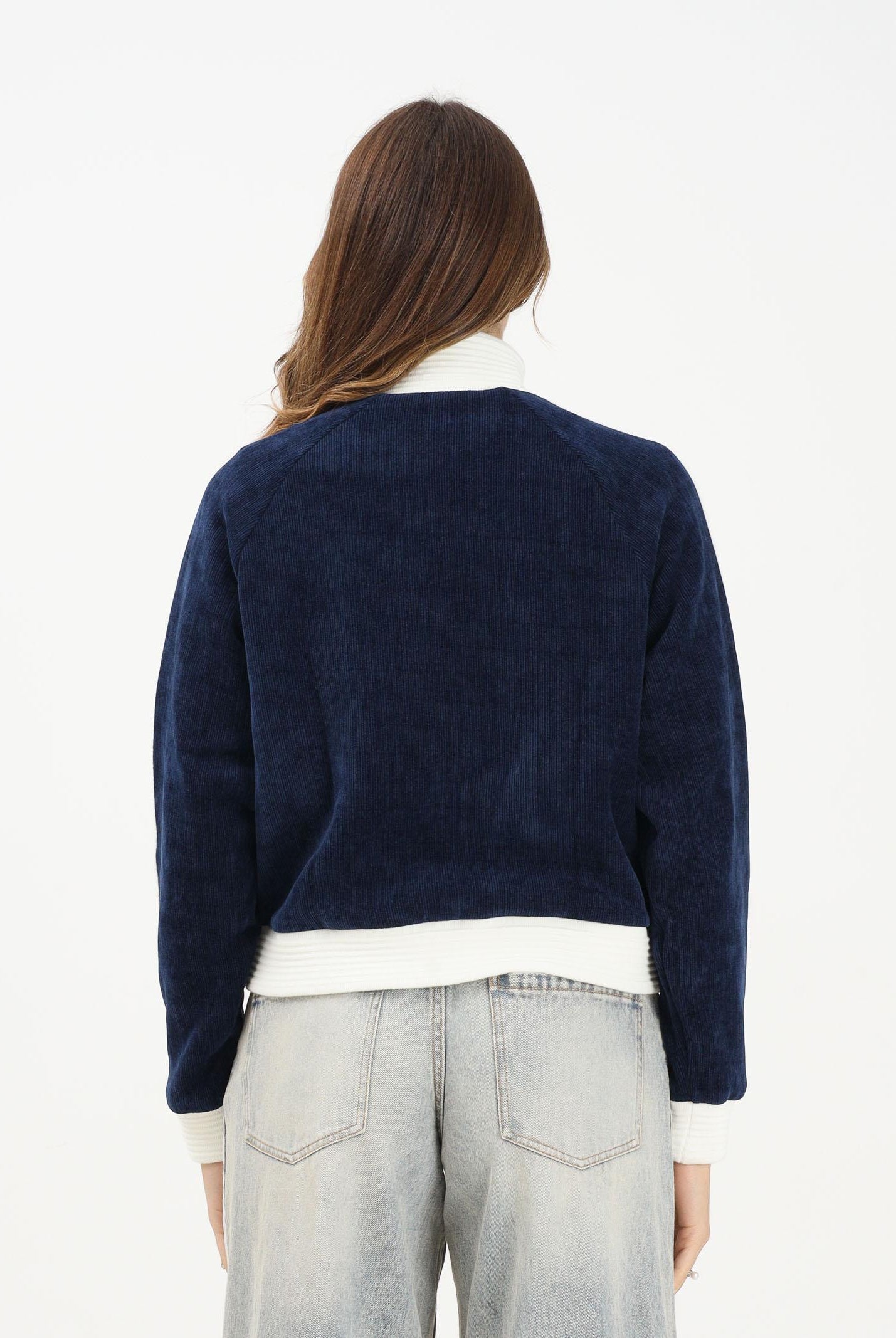 ADIDAS ORIGINALS Felpa con zip ADIDAS ORIGINALS VELOUR KNIT blu da donna KS7779 ADIDAS ORIGINALS