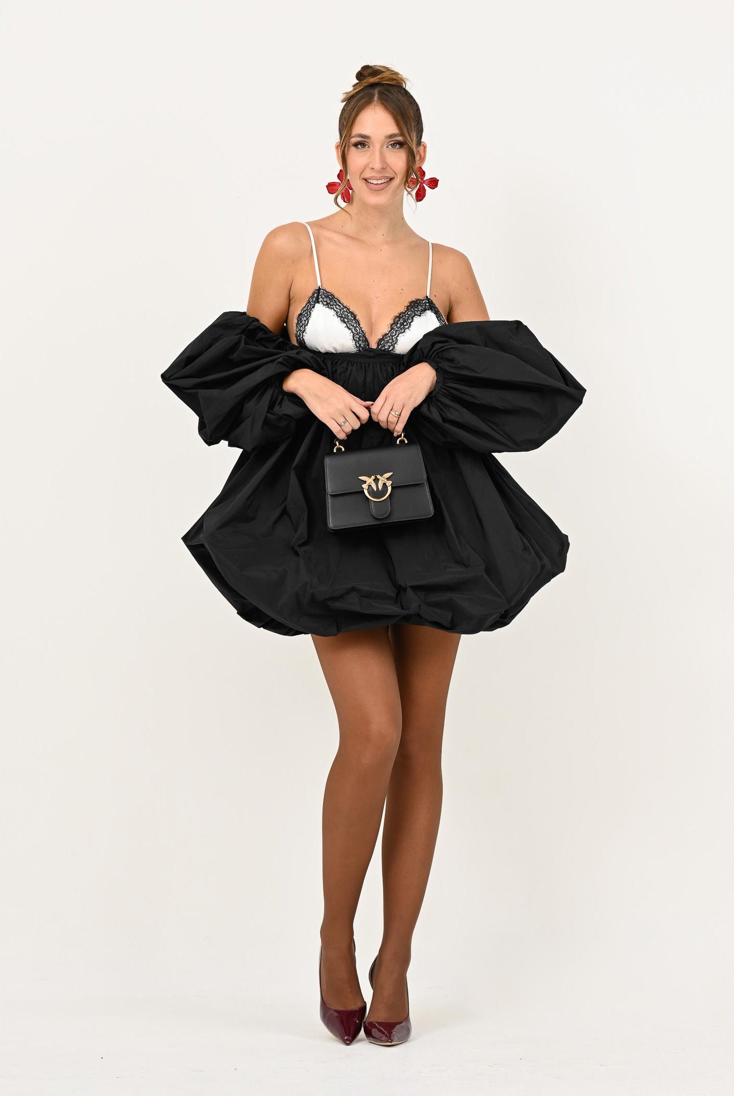 PINKO Abito corto nero da donna effetto balloon 105758Y3LE ZZ2 PINKO