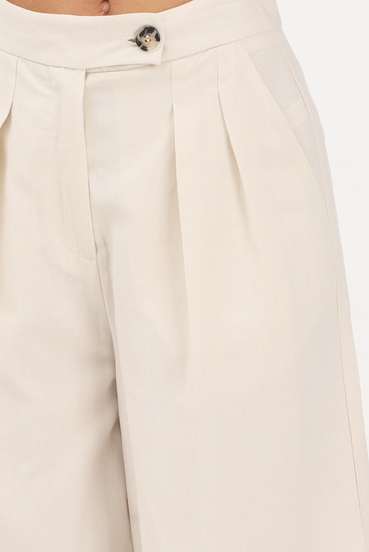 VICOLO Shorts in viscosa e lino Burro beige, donna. TAB1656 BU VICOLO
