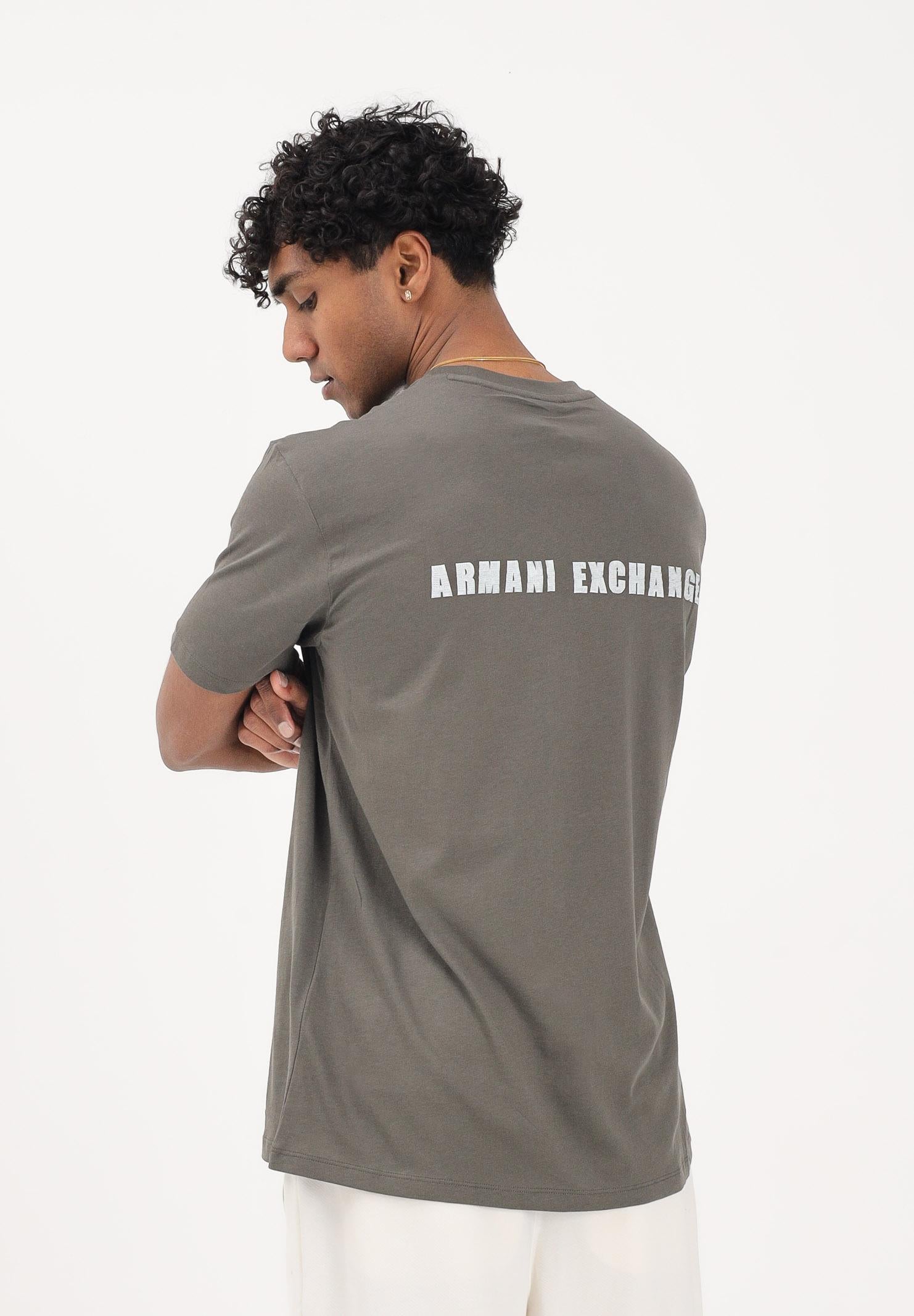 ARMANI EXCHANGE T-shirt a manica corta verde fango da uomo con logo XM002509AF10358 U8144 ARMANI EXCHANGE