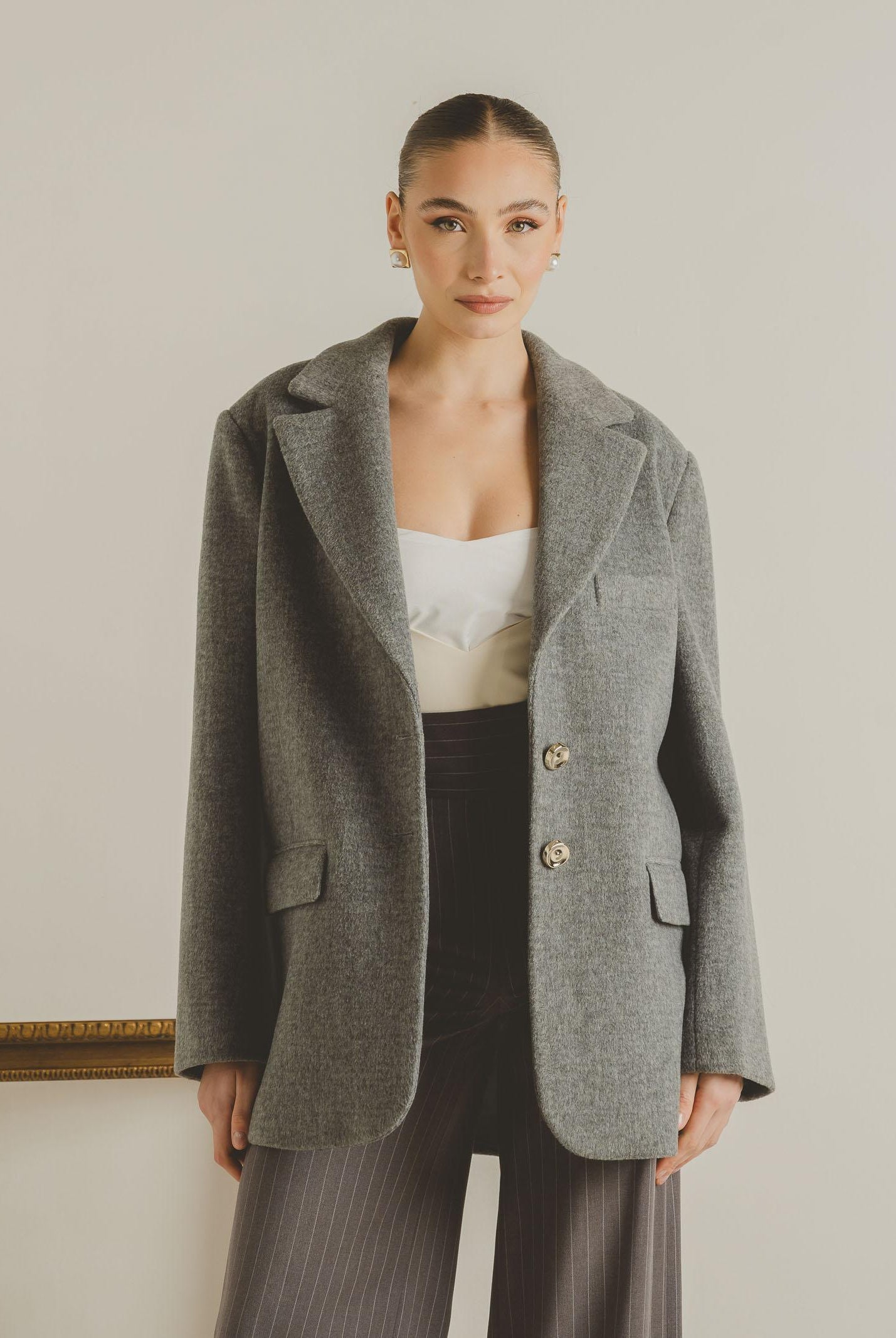 SANTAS Cappotto corto LUMIÈRE grigio da donna PV2620 GR SANTAS