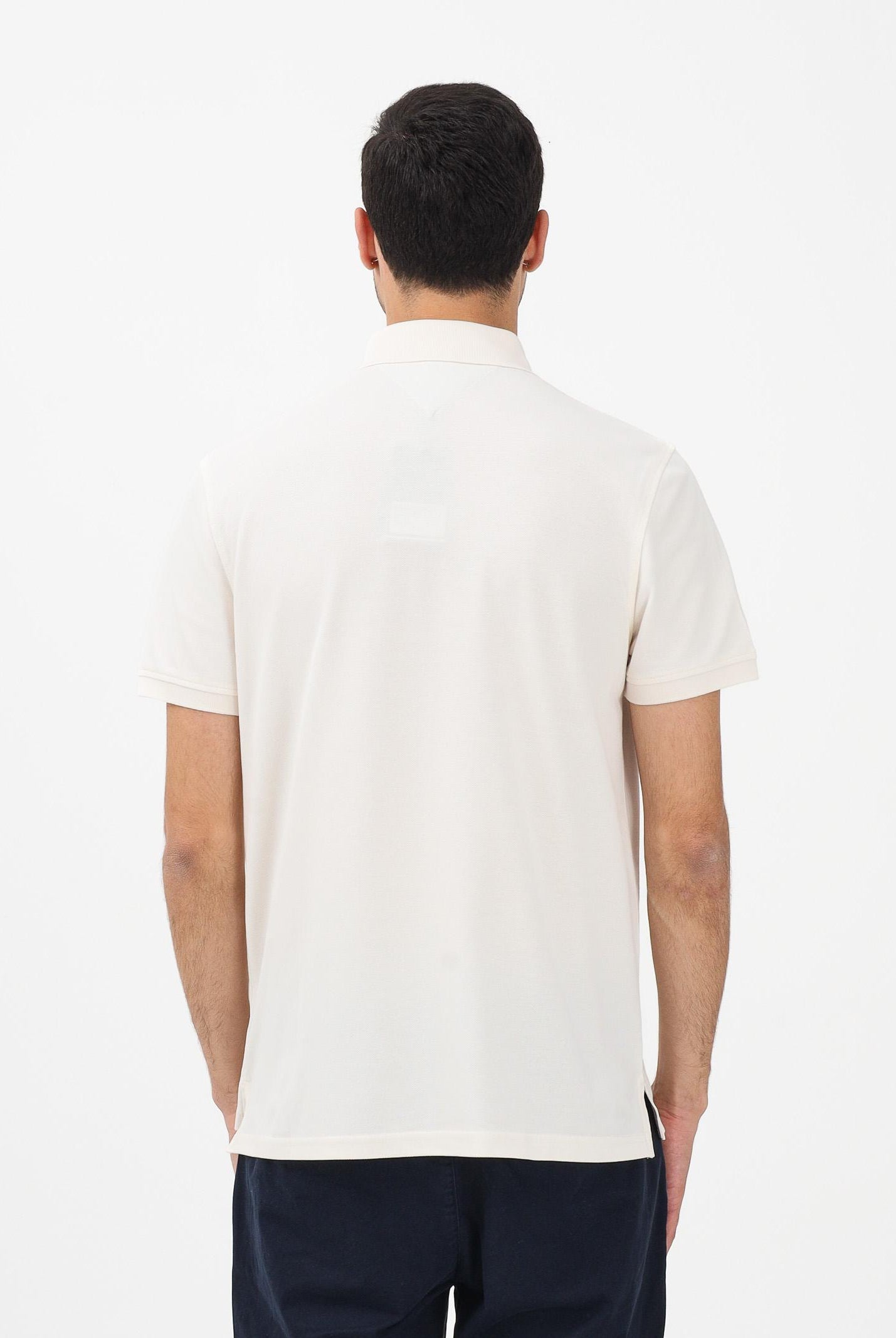 TOMMY HILFIGER Polo a manica corta panna da uomo con logo MW0MW17770 Z00 TOMMY HILFIGER