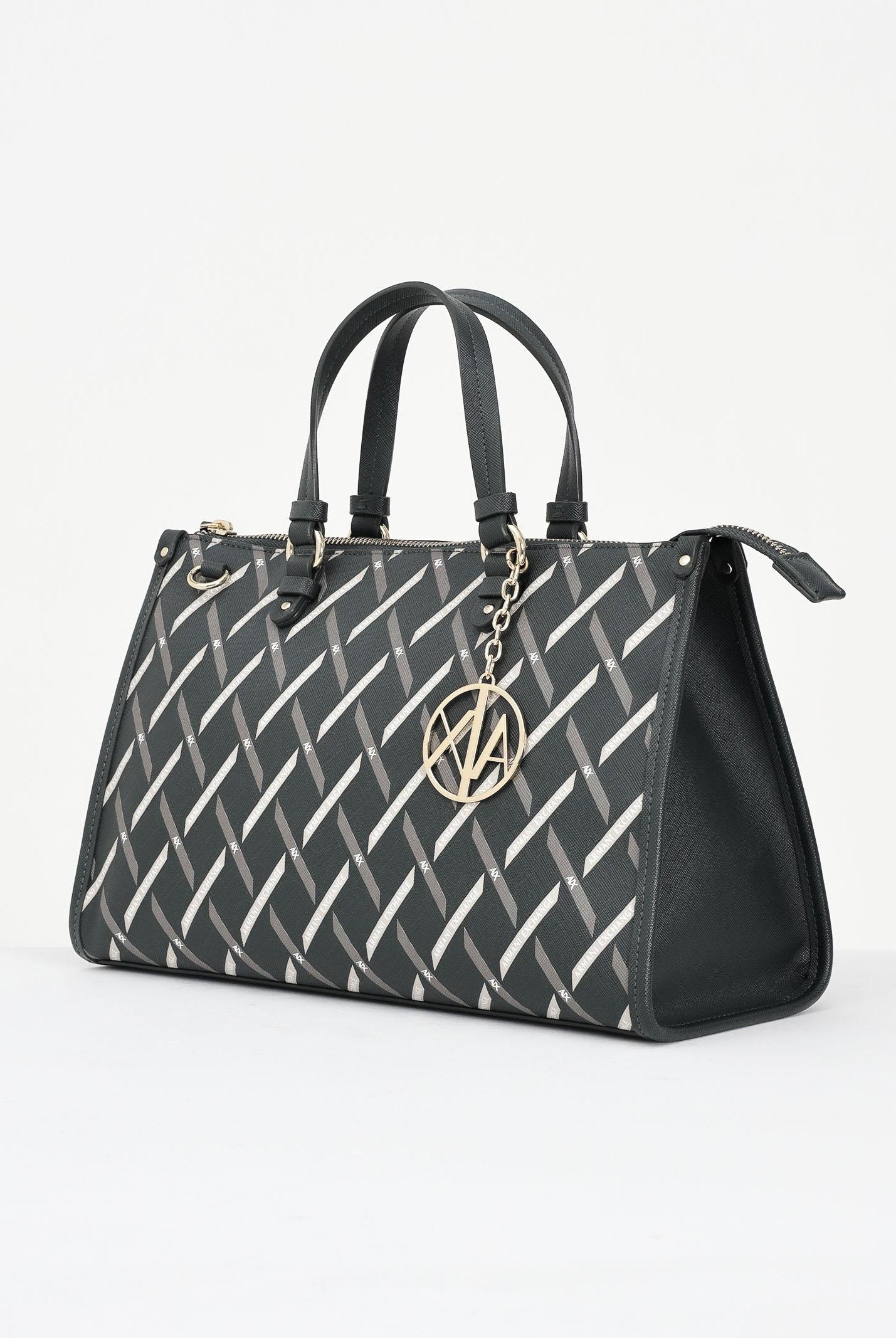 ARMANI EXCHANGE Borsa a mano verde da donna con motivo geometrico e charm con logo XW000400AF17155 M7021 ARMANI EXCHANGE