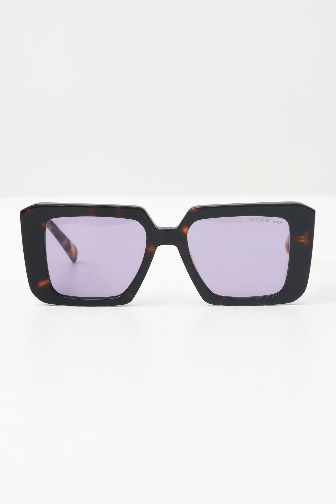 CRISTIAN LEROY Occhiali da sole tartarugati da donna con lenti viola 25072 02 CRISTIAN LEROY