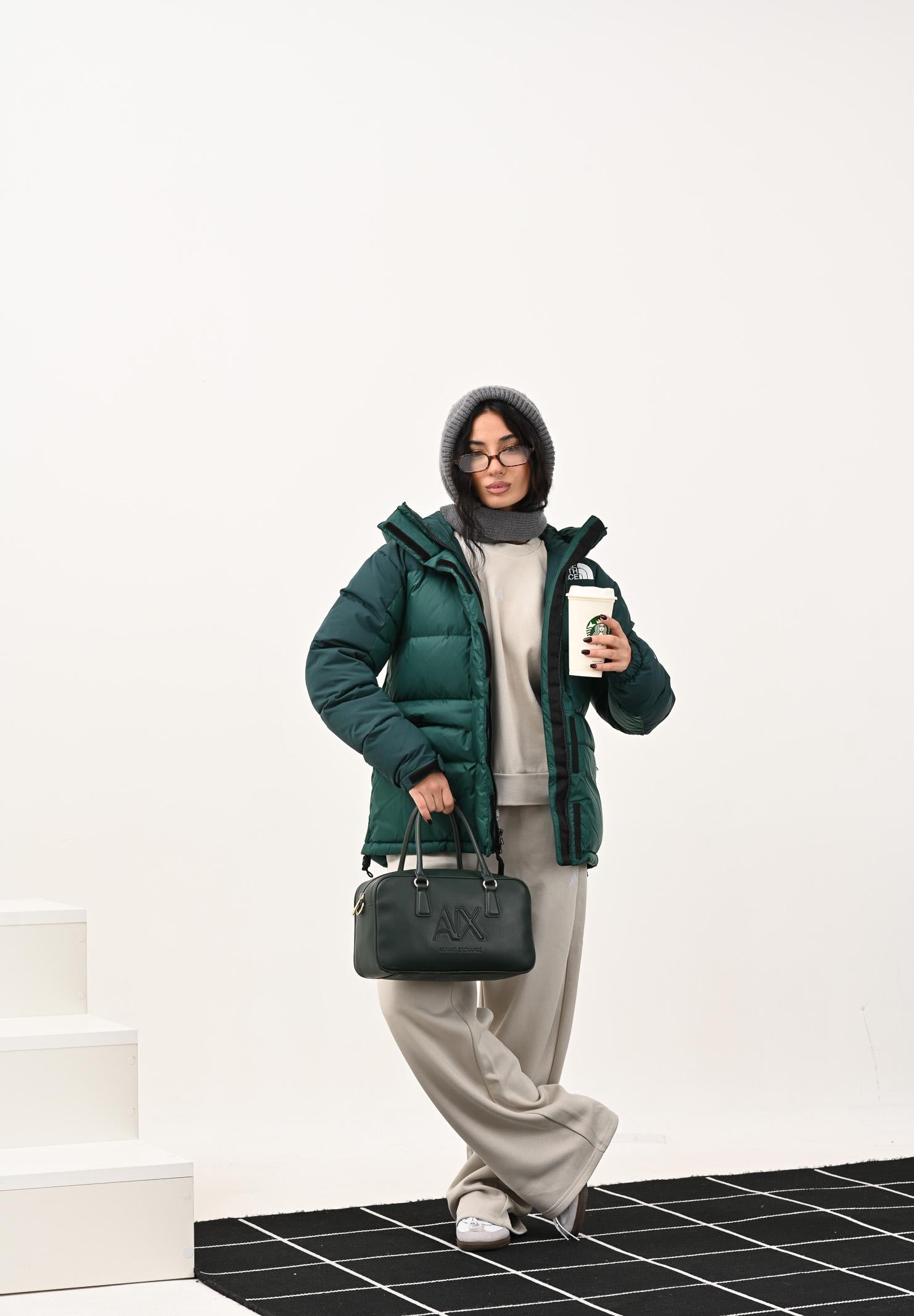 ARMANI EXCHANGE Borsa a spalla verde da donna con ricamo logo XW001566AF15634 U7304 ARMANI EXCHANGE