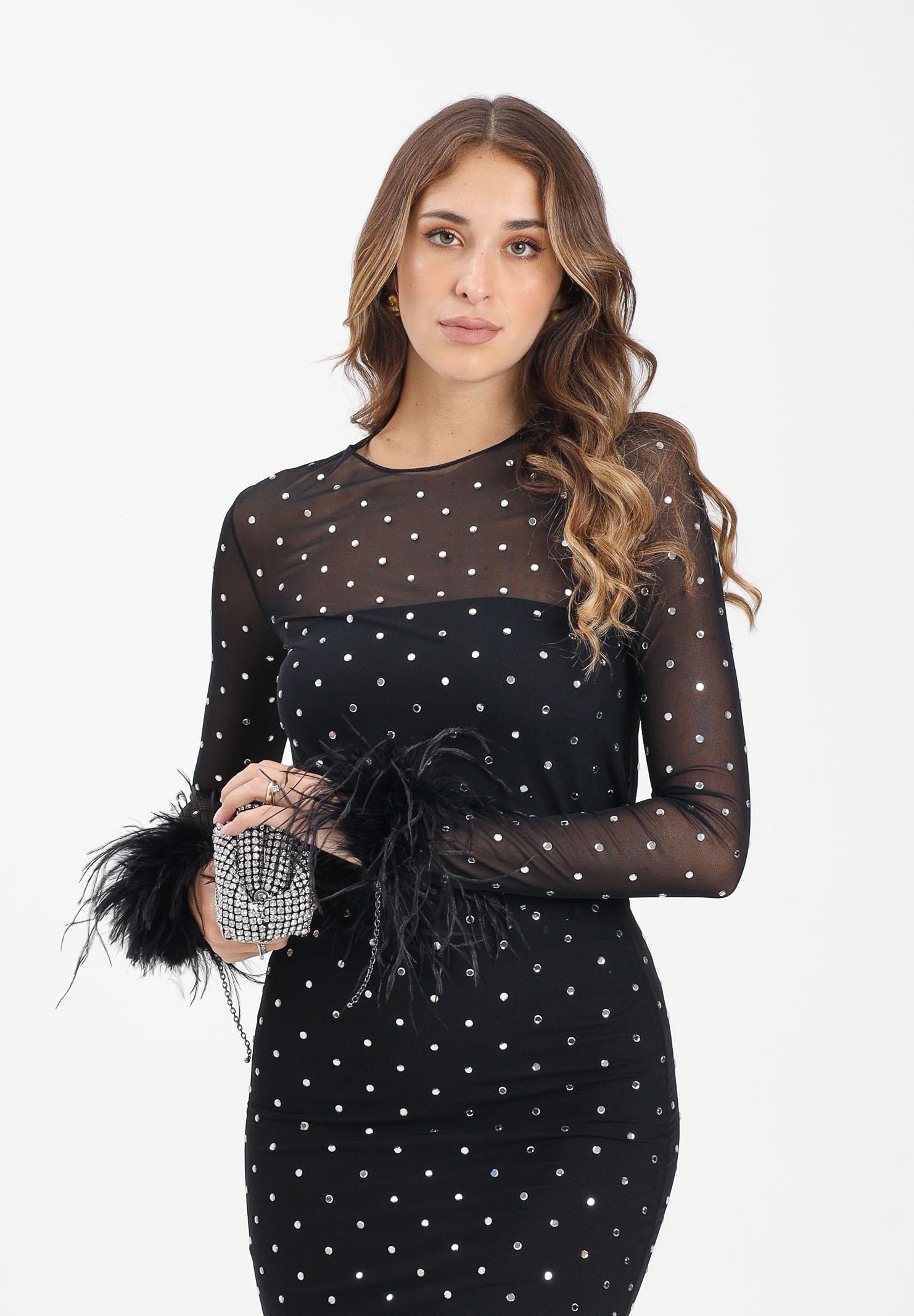 ALMA SANCHEZ Top Taime nero da donna con applicazioni di micro strass AS2526016RT 999 ALMA SANCHEZ