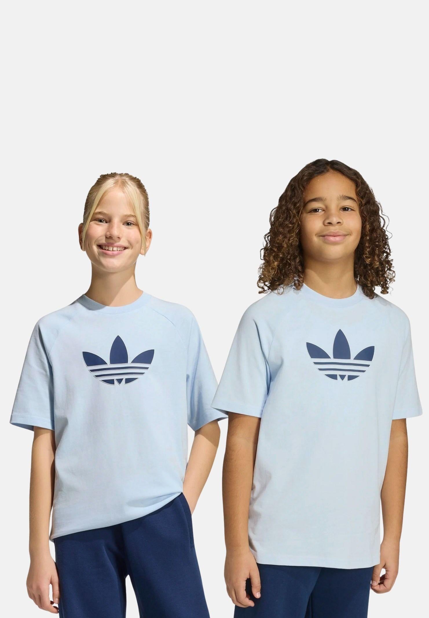 ADIDAS ORIGINALS T-shirt a manica corta Trefoil Loose celeste per bambino e bambina KE2870 . ADIDAS ORIGINALS