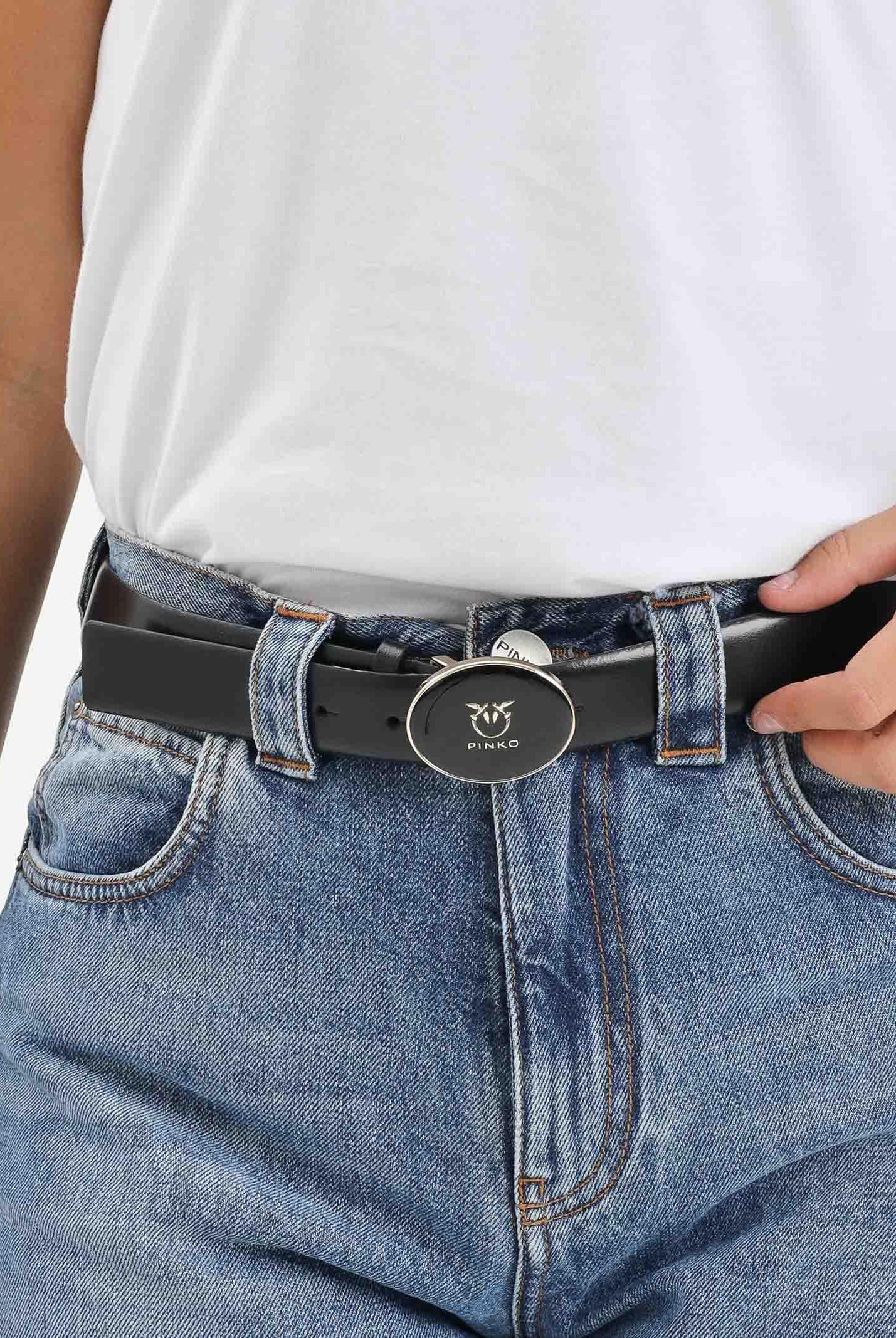 PINKO Cintura nera da donna con fibbia logata 105478A2QL Z99L PINKO