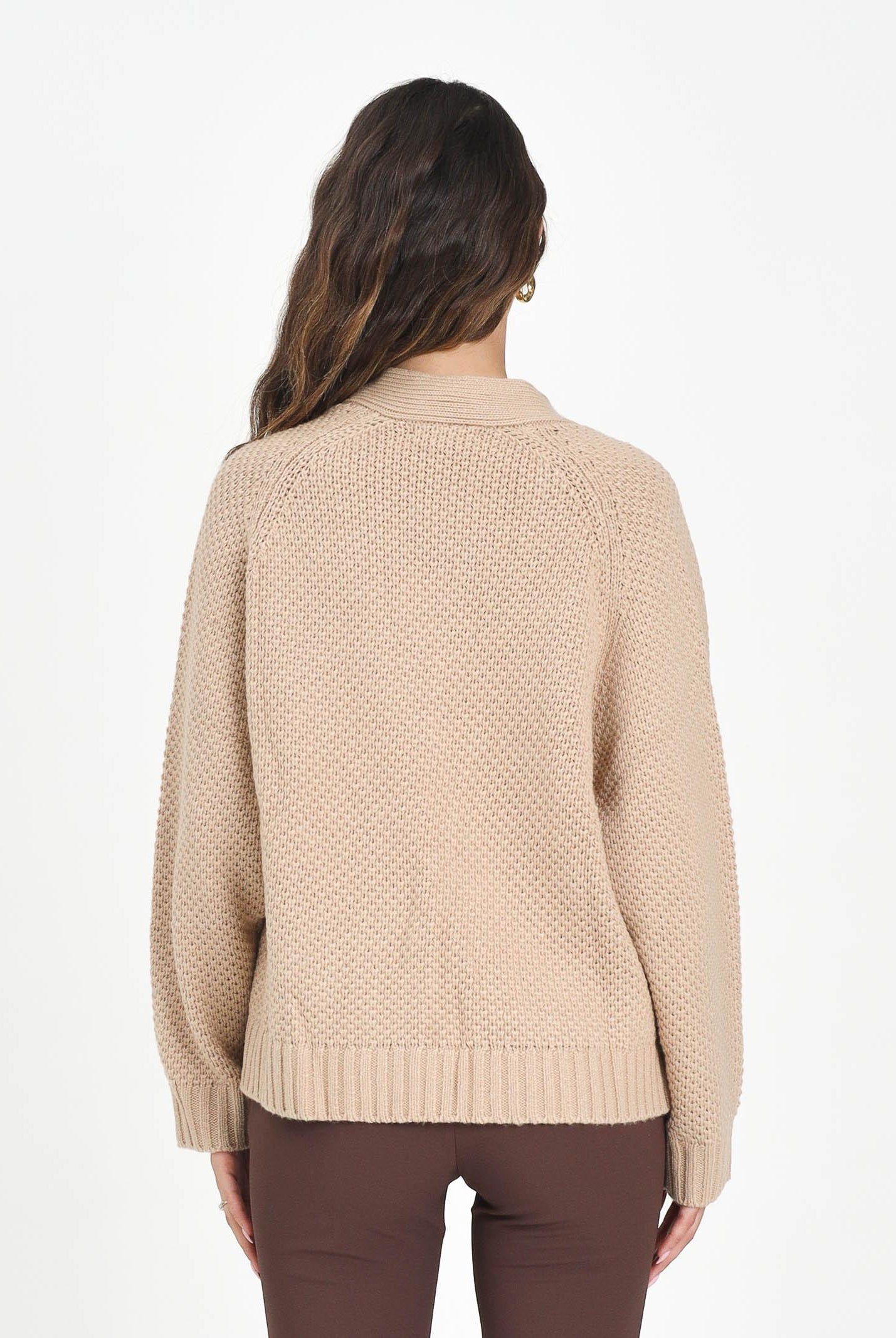 ARMANI EXCHANGE Cardigan beige da donna in maglia grossa XW001306AF16604 U1051 ARMANI EXCHANGE