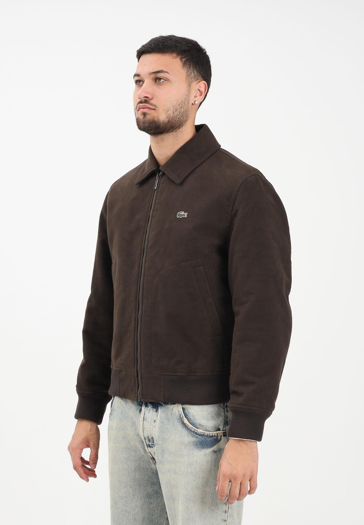 LACOSTE Giubbotto scamosciato marrone da uomo BH5147 SKB LACOSTE