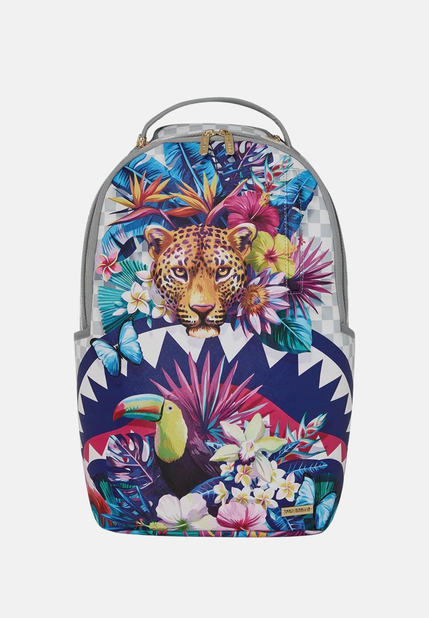 SPRAYGROUND Zaino Flowering Jungle Shark bianco e grigio per uomo e donna 910B8625NSZ . SPRAYGROUND