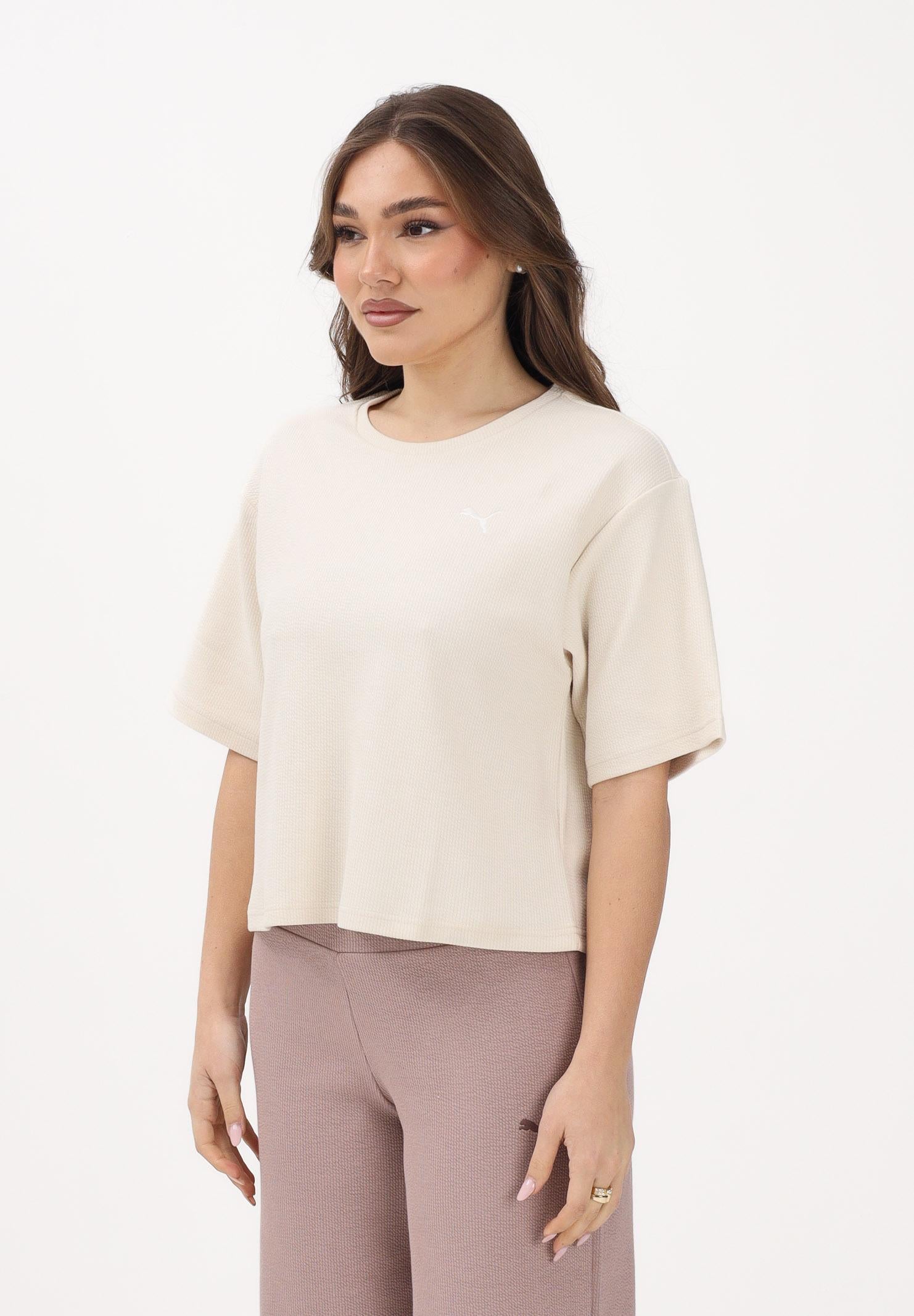 PUMA T-shirt a manica corta Essentials Elevated Relaxed panna da donna 691813 87 PUMA