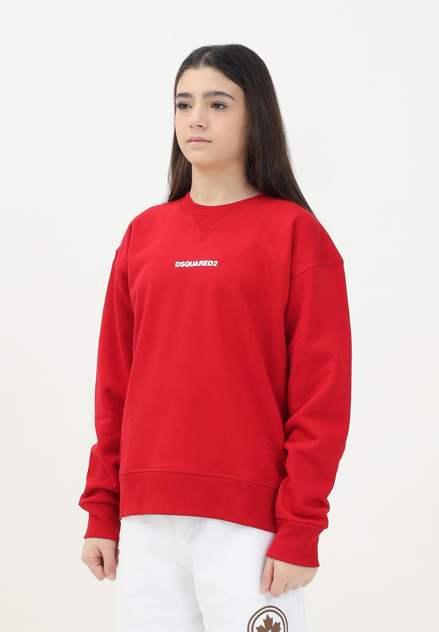 DSQUARED2 Felpa girocollo rossa per donna, ragazzi e bambini con stampa logo DQ2739D0094 DQ405 DSQUARED2