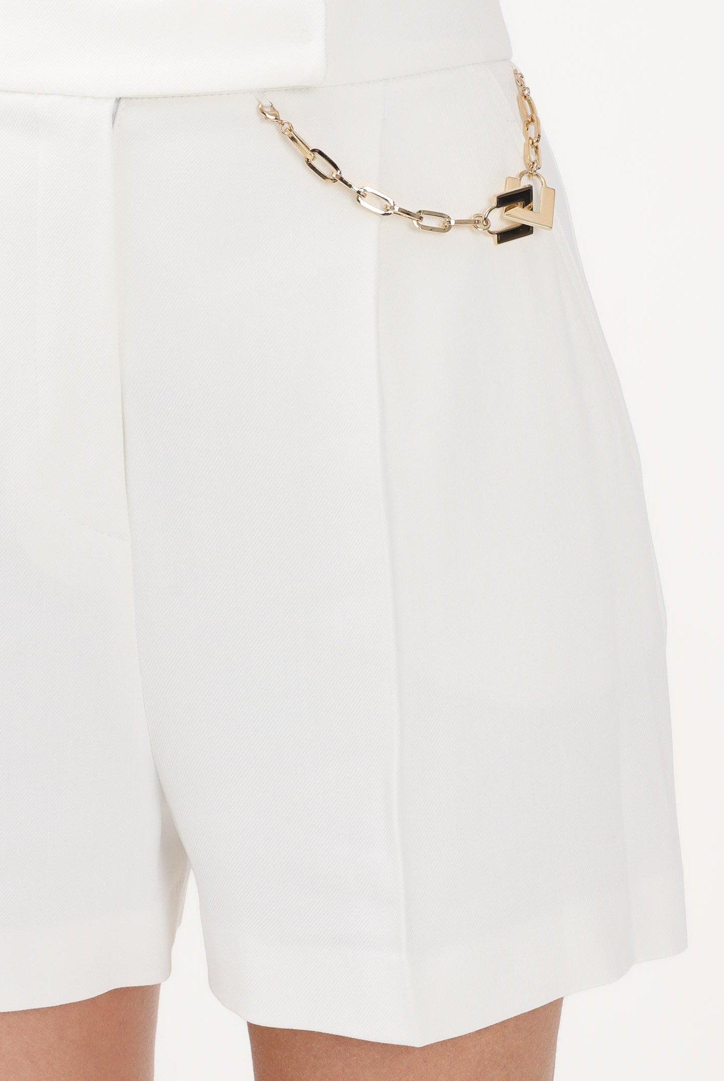 ELISABETTA FRANCHI Shorts avorio da donna con logo gioiello SH00561E2 360 ELISABETTA FRANCHI