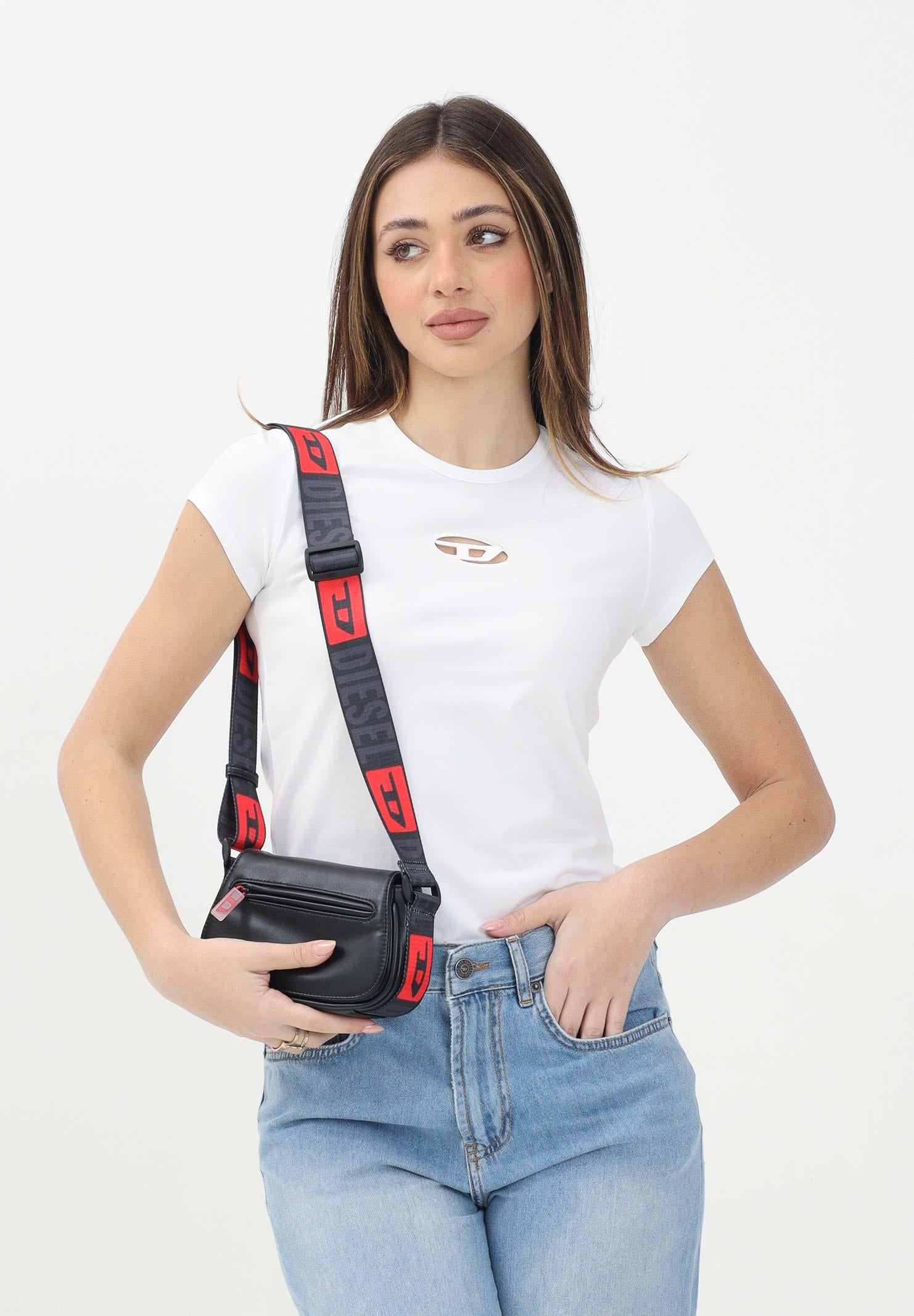 DIESEL T-shirt a manica corta bianca per donna, ragazze e bambine con logo Oval D J018300AFAA K100 DIESEL