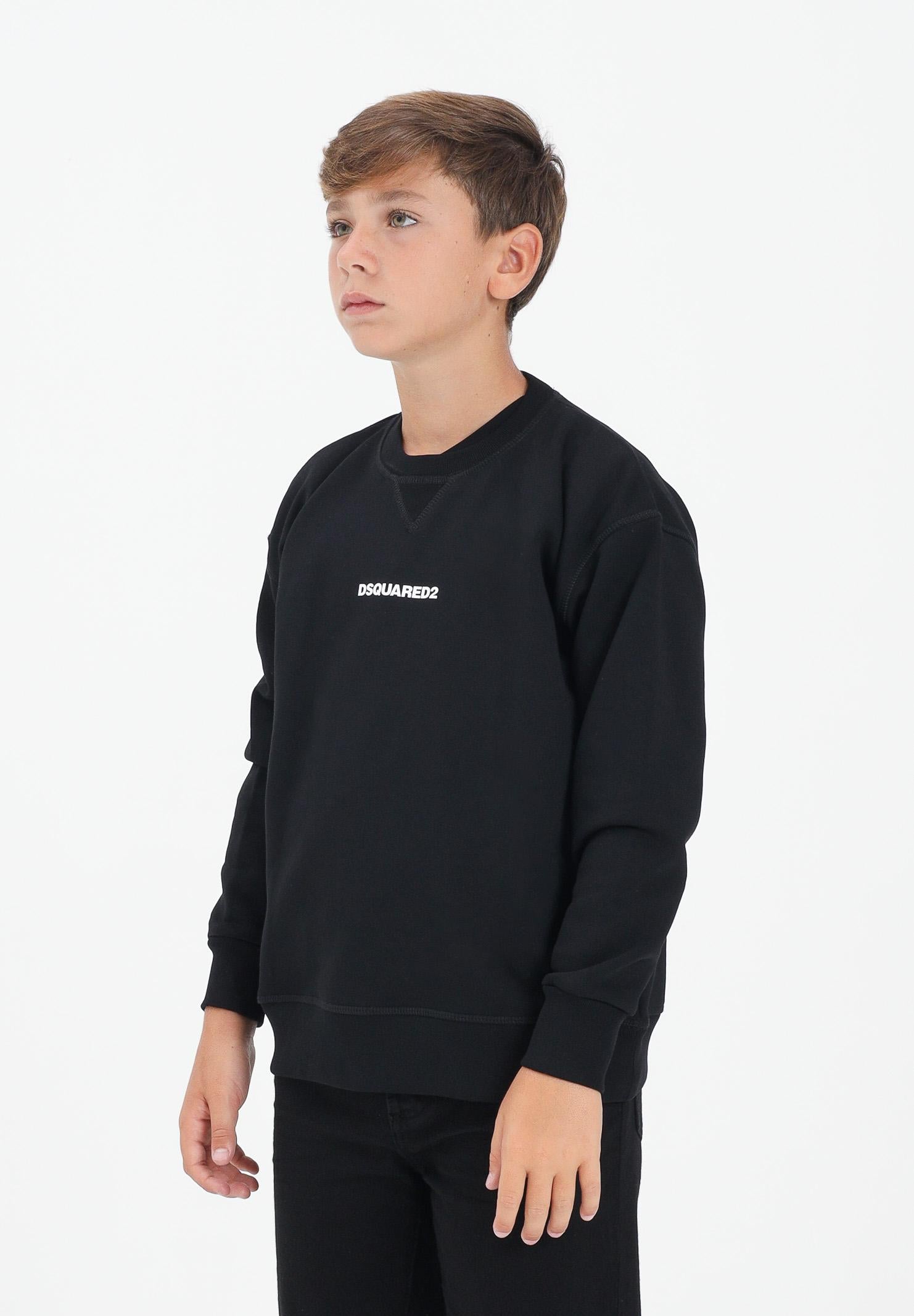 DSQUARED2 Felpa girocollo nera per donna, ragazzi e bambini con stampa logo DQ2739D0094 DQ900 DSQUARED2