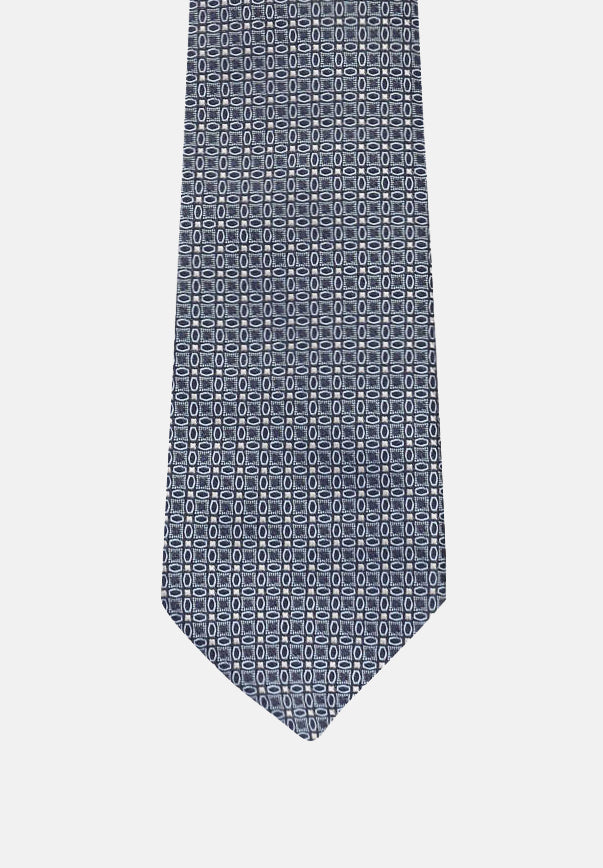 LANVIN Cravatta blu da uomo in faille di seta a micro fiorellini 2106/1C . LANVIN 