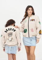 Bomber beige per donna e bambina con una serie di patch colorate F4BKJUBO014 13 BARROW 