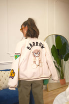 Bomber beige per donna e bambina con una serie di patch colorate F4BKJUBO014 13 BARROW 
