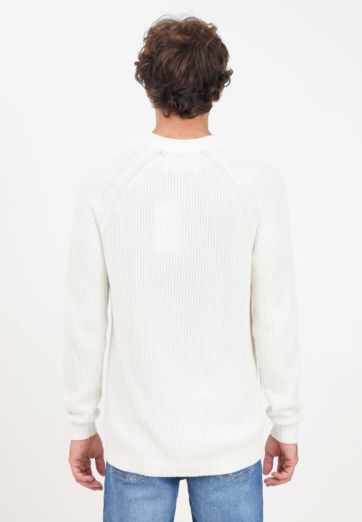 Maglioncino girocollo bianco da uomo con monogram CK J30J325672YBI YBI CALVIN KLEIN JEANS 