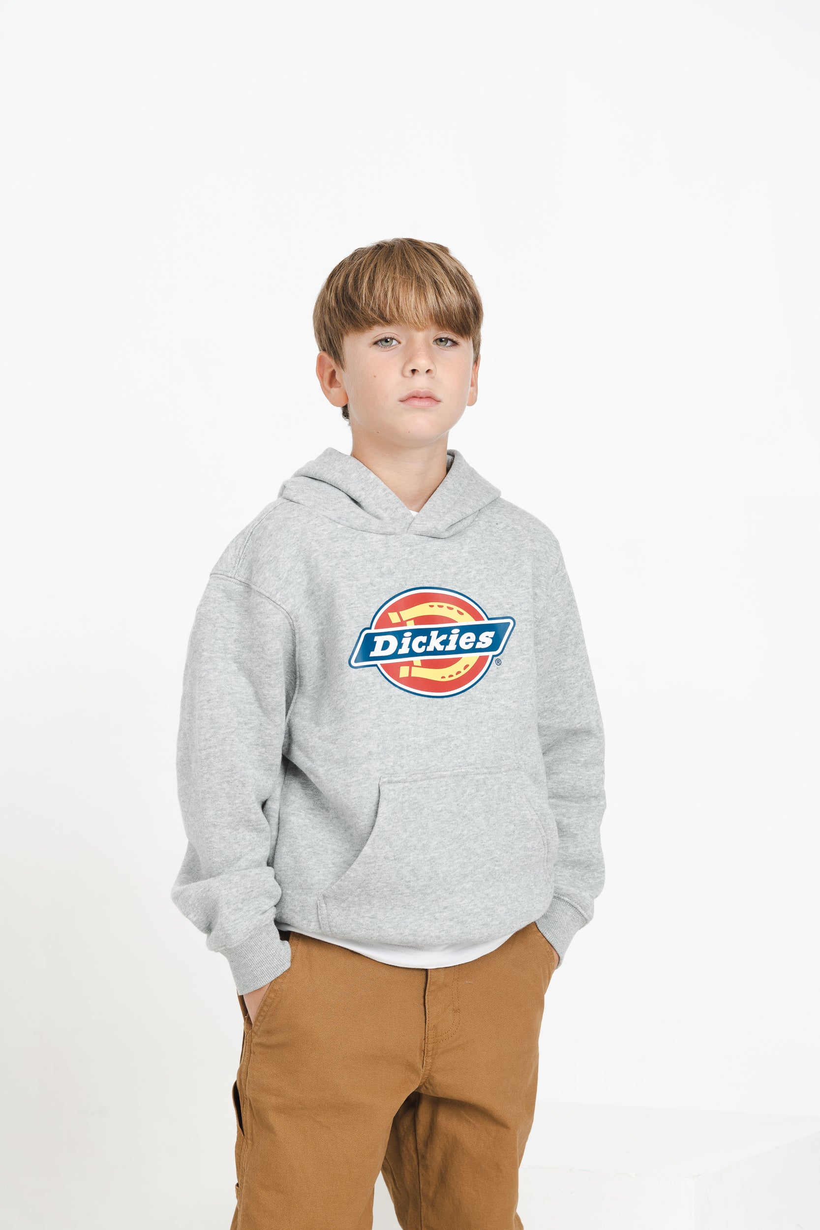 Felpa con cappuccio Icon Logo grigia per bambino e bambina DK0KWR270H21 0H21 DIckies 