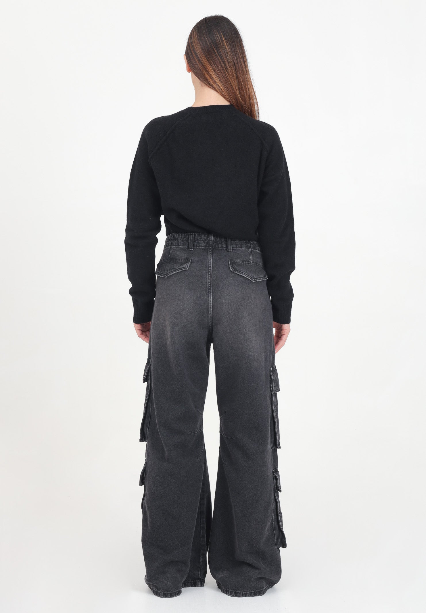 Jeans cargo nero per donna e bambina J01725KXBMM K02 DIESEL 