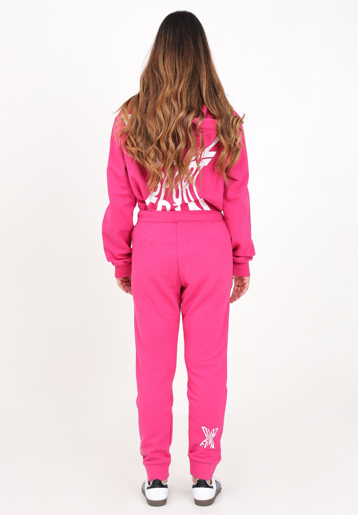 Pantalone sportivo fucsia per donna e bambina con stampa logo DQ2527D003G DQ313 DSQUARED2 