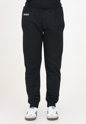 Pantalone sportivo nero per donna e bambina con stampa logo DQ2527D003G DQ900 DSQUARED2 