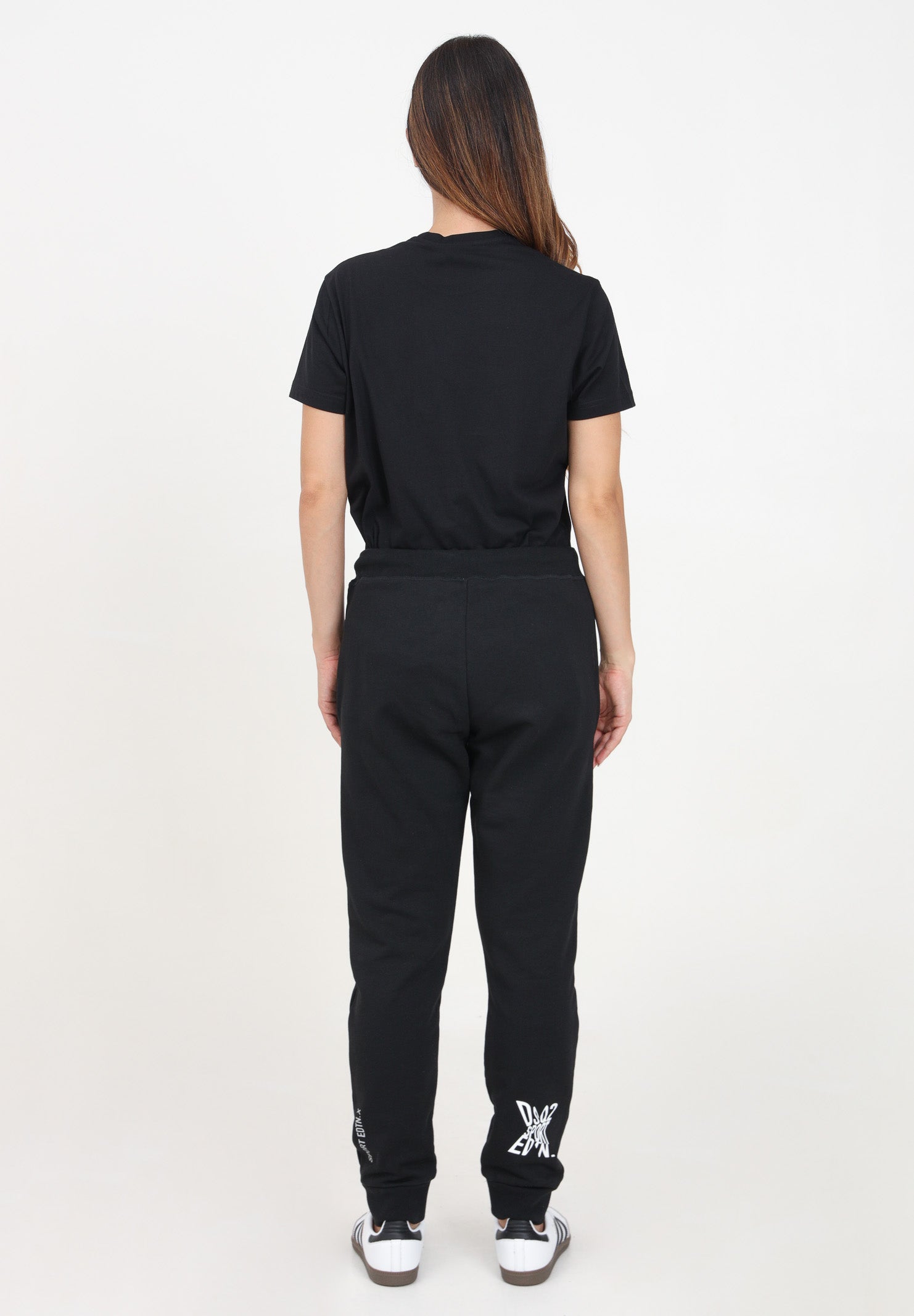 Pantalone sportivo nero per donna e bambina con stampa logo DQ2527D003G DQ900 DSQUARED2 