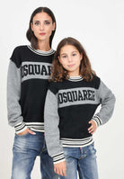 Maglioncino girocollo grigio e nero per donna e bambina con ricamo logo DQ2452D0A9R DQ900 DSQUARED2 