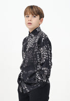 Camicia a manica lunga nera da bambino con fantasia a pois CA3106J FANTASIA I'M BRIAN 