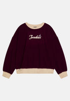Felpa girocollo ENCHANTMENT COZY CREW bordeaux e beige da bambina 45D519 P3D JORDAN 