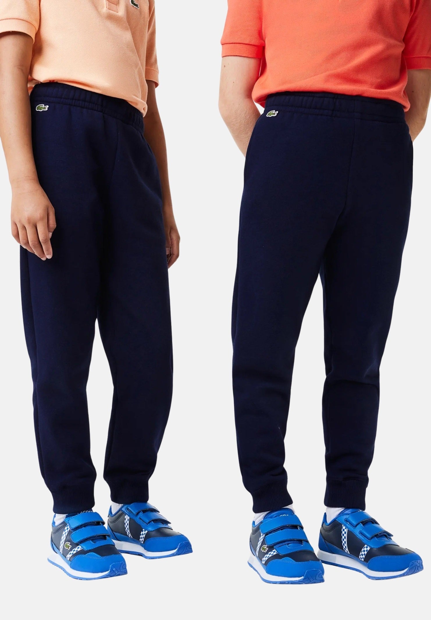 Pantalone sportivo blu per bambino e bambina rifinito da ricamo coccodrillo XJ9728 166 LACOSTE 