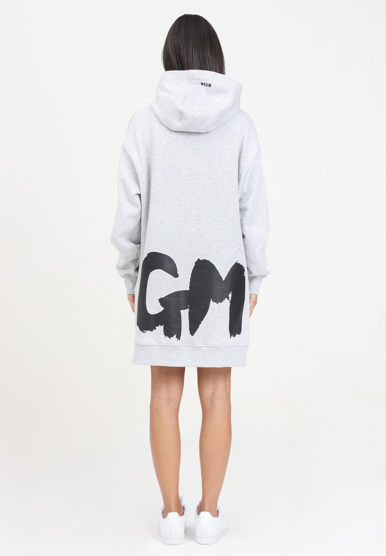 Abito corto grigio per donna e bambina con maxi stampa logo F4MSJGDR070 107 MSGM 