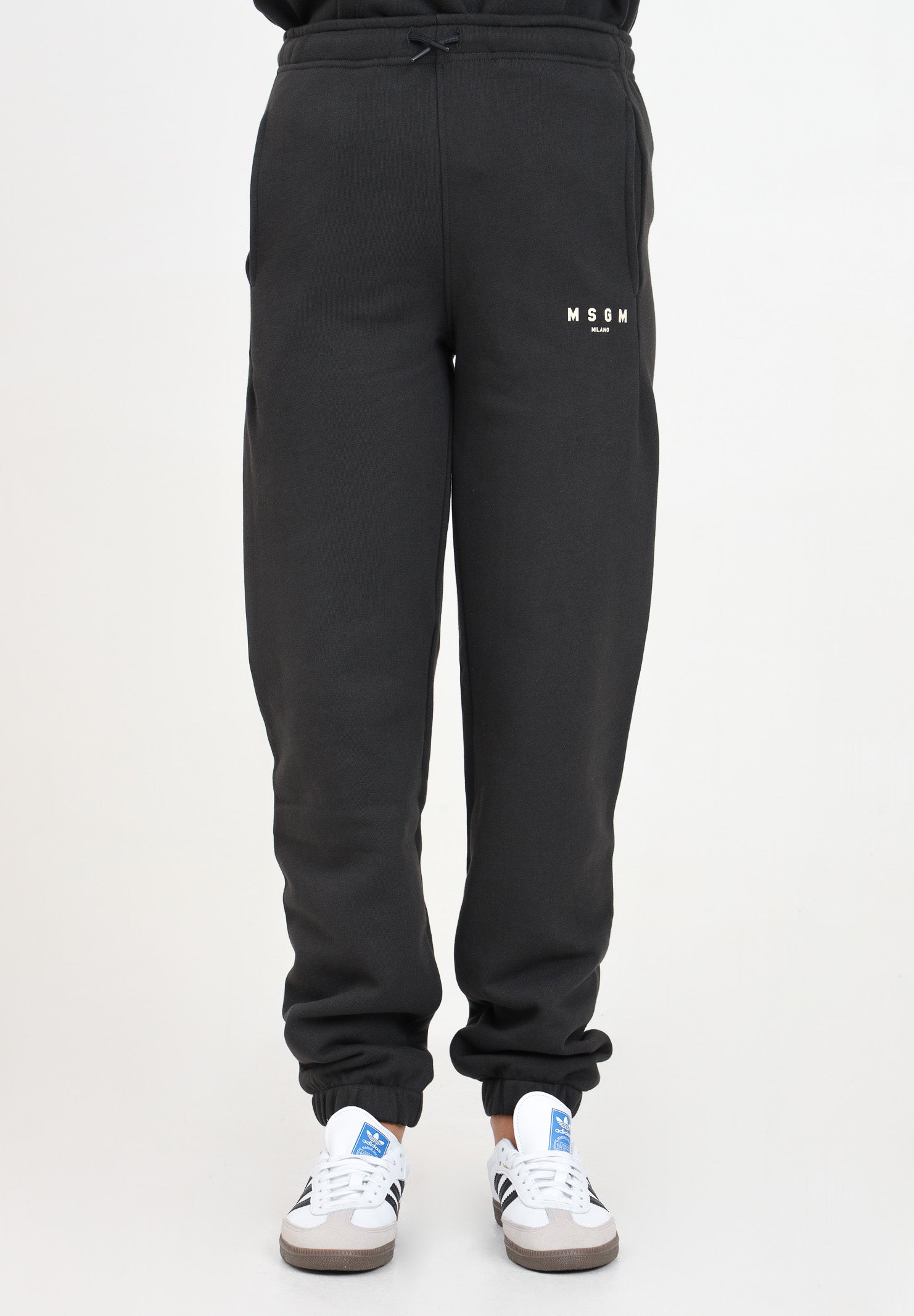 Pantalone sportivo piombo per donna e bambina con stampa logo F4MSJUFP177 103 MSGM 