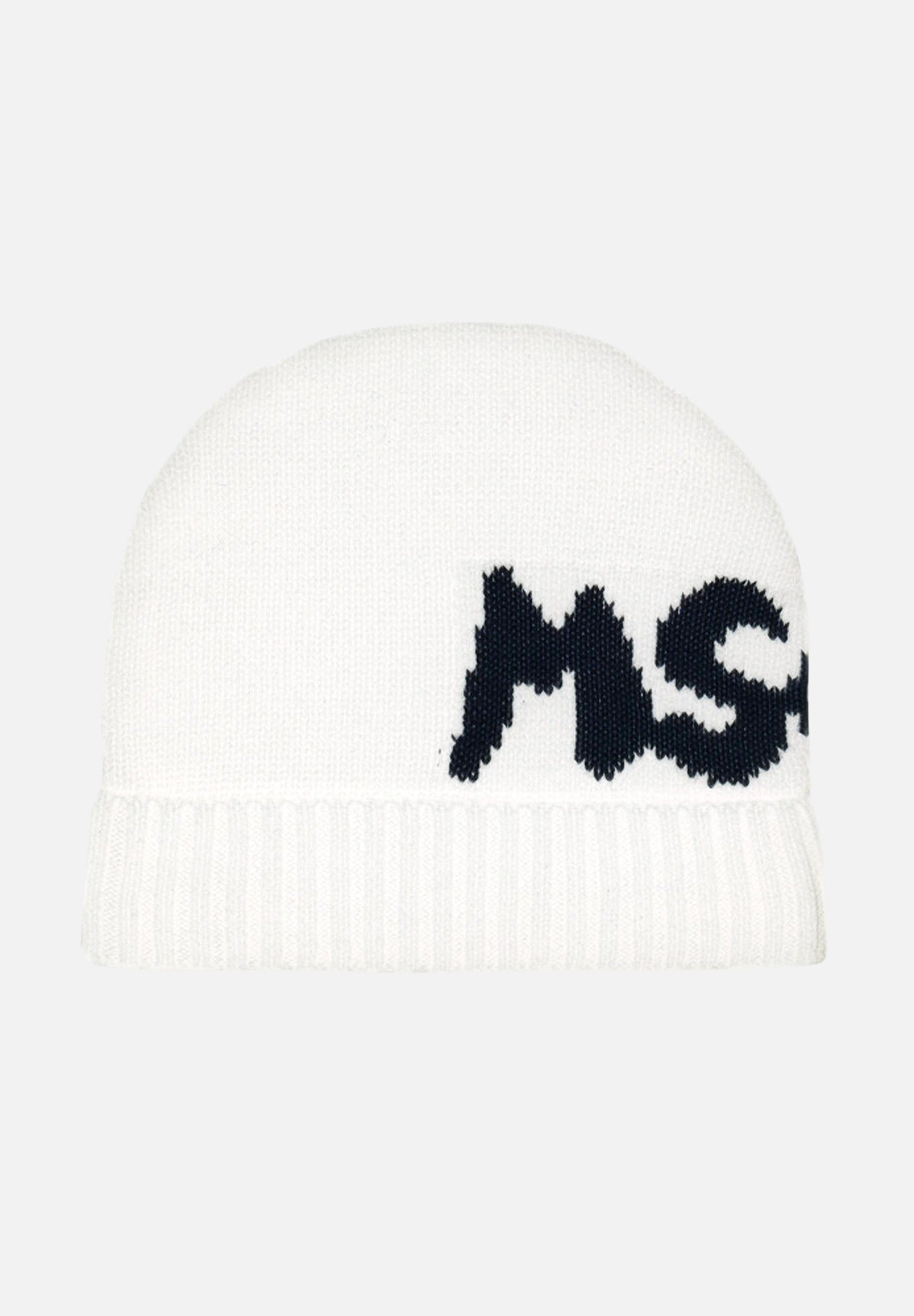 Berretto di lana crema per donna e bambina con ricamo logo F4MSJUHT077 013 MSGM 