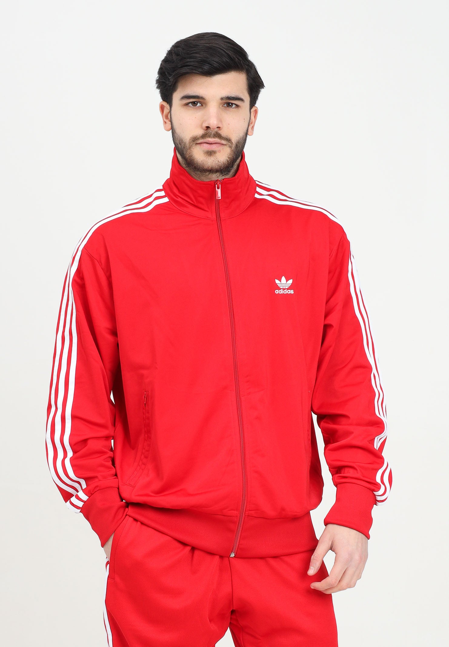 ADIDAS ORIGINALS Felpa con zip Adicolor Classics Firebird rossa da uomo IJ7060 . ADIDAS ORIGINALS 
