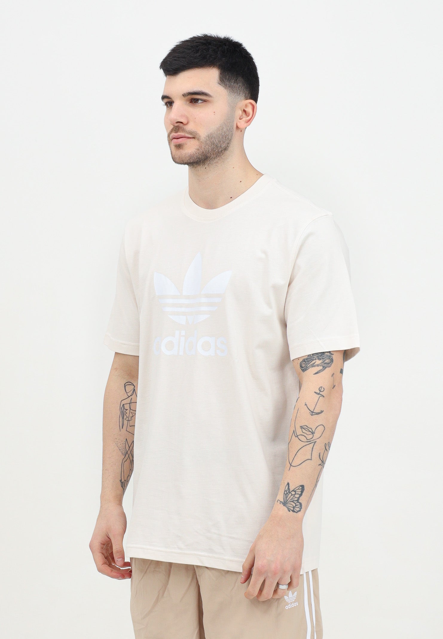 T-shirt a manica corta Adicolor Trefoil Tee panna da uomo IU2367 . ADIDAS ORIGINALS 