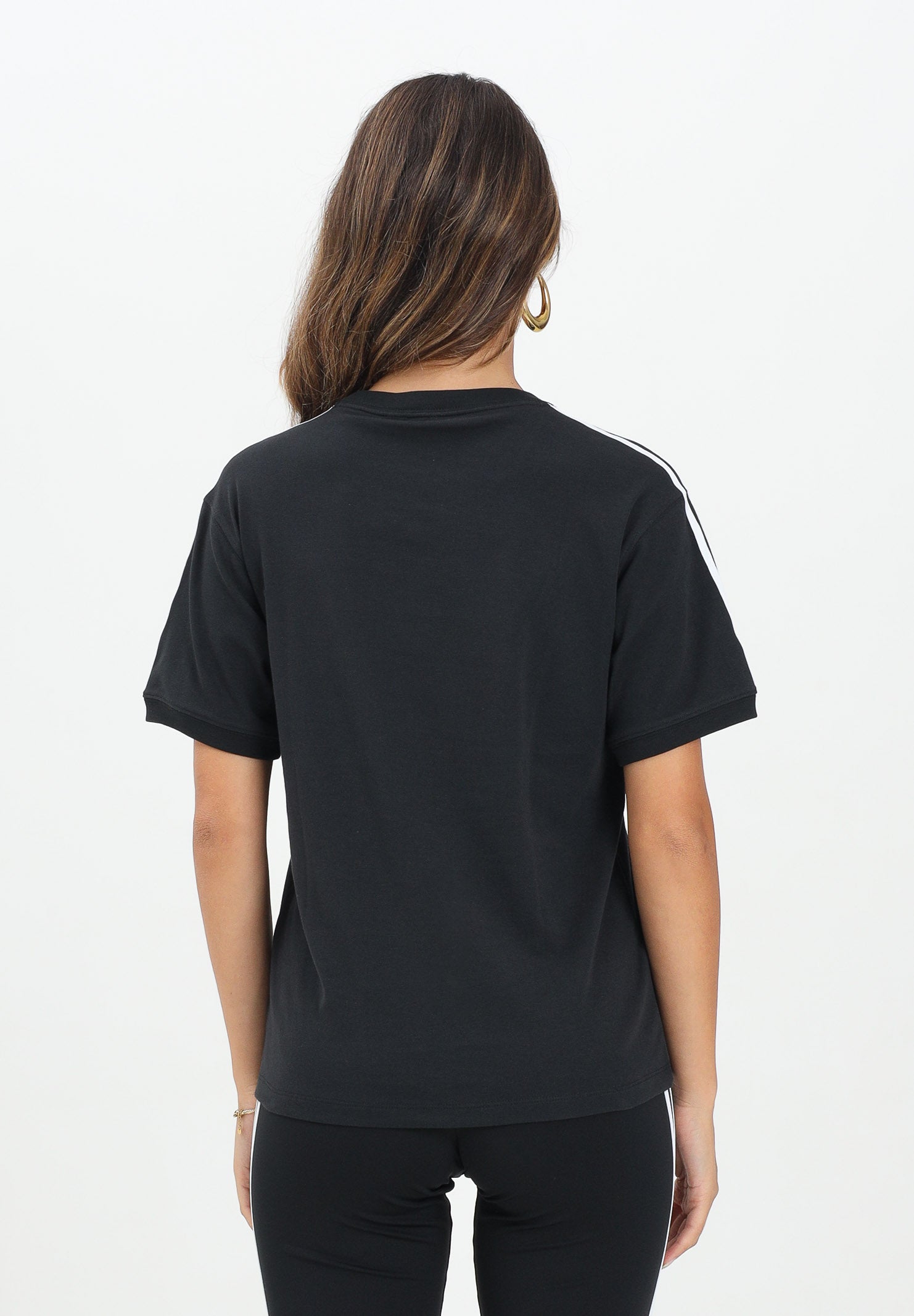 ADIDAS ORIGINALS T-shirt a manica corta 3-Stripes nera da donna IU2420 . ADIDAS ORIGINALS 