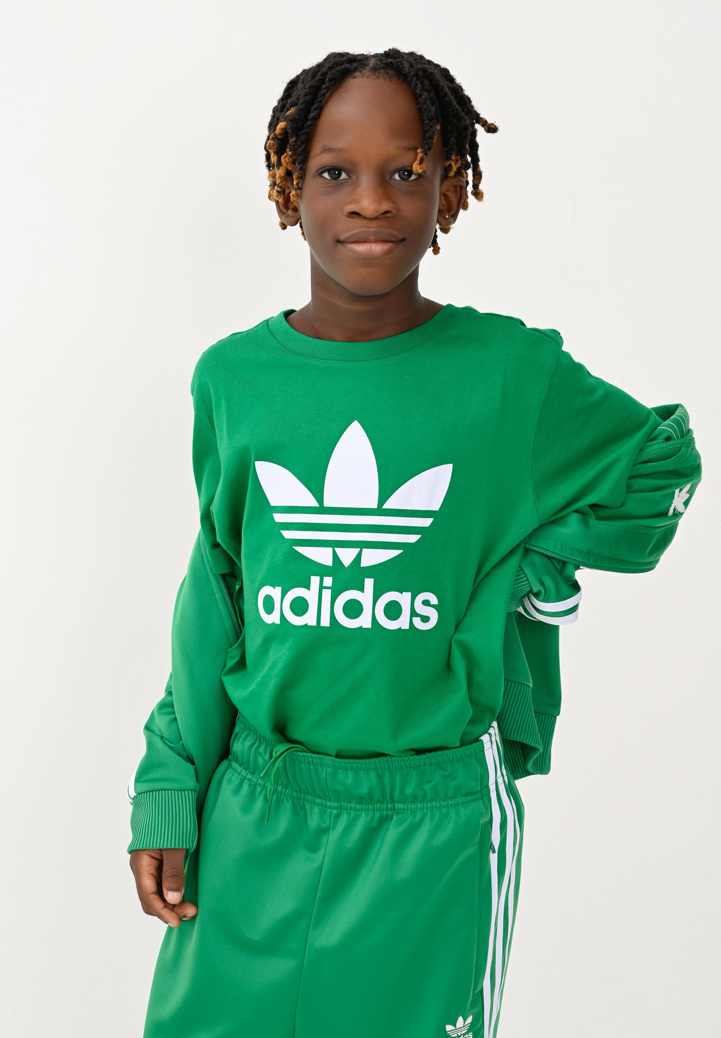 ADIDAS ORIGINALS T-shirt a manica corta Trefoil verde per bambino e bambina IY4003 . ADIDAS ORIGINALS 